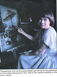 Anne-Marit painting the Flower Cart for her son, Renard