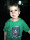 A young fan in his Santa sweatshirt